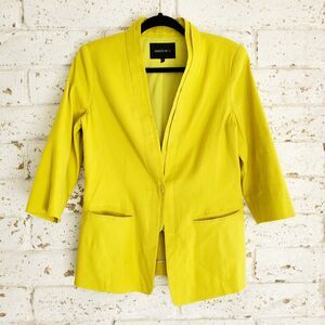 LAFAYETTE 148 WOMEN LINEN PARAKEET BLAZER JACKET Lemon Lime Funky Bold Work SZ 8